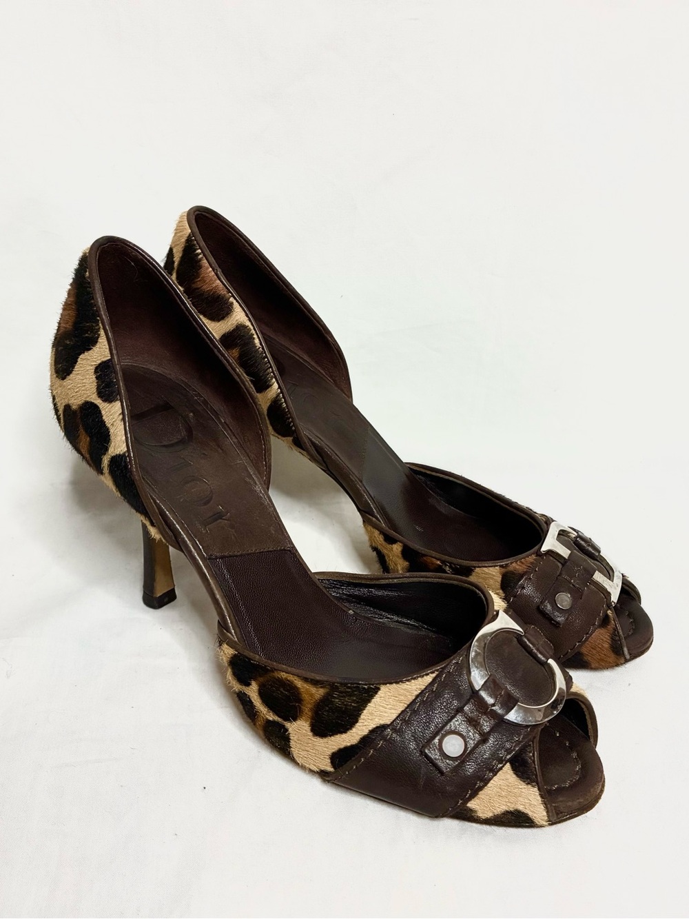 Dior John Galliano Vintage ID Dorset D’Orsay Leopard Peep Toe Heels